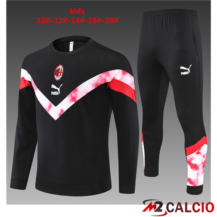 Maglie Calcio Personalizzate,Tute Calcio Squadre,Maglia Nazionale Italiana Calcio | Tuta Calcio AC Milan Bambino Nero 2022/2023