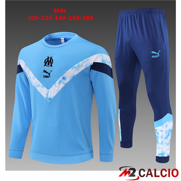 Maglie Calcio Personalizzate,Tute Calcio Squadre,Maglia Nazionale Italiana Calcio | Tuta Calcio Marsiglia OM Bambino Blu 2022/2023