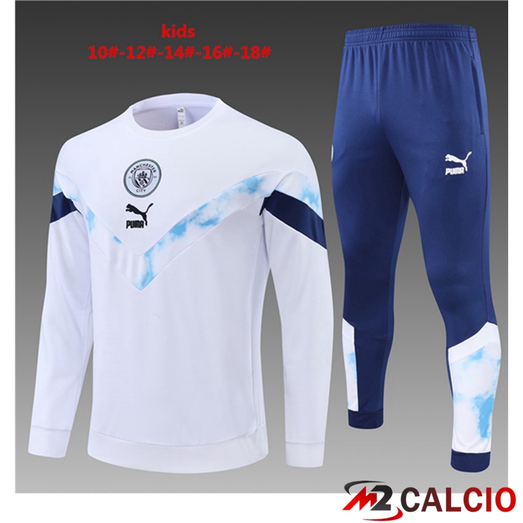 Maglie Calcio Personalizzate,Tute Calcio Squadre,Maglia Nazionale Italiana Calcio | Tuta Calcio Manchester City Bambino Bianco 2022/2023