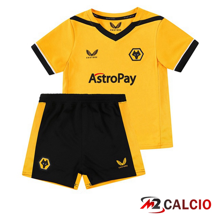 Maglie Calcio Personalizzate,Tute Calcio Squadre,Maglia Nazionale Italiana Calcio | Maglie Calcio Wolves Bambino Prima Giallo 2022/2023