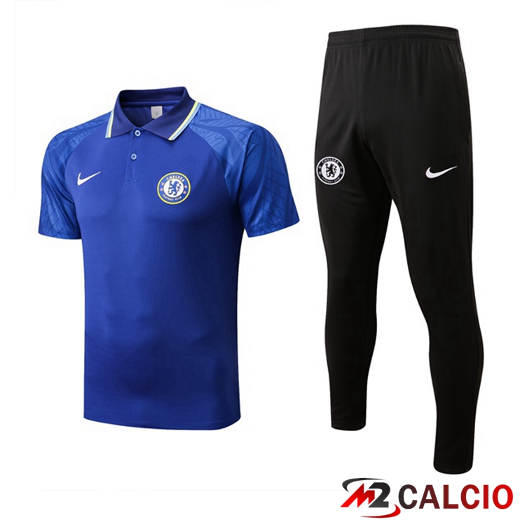 Maglie Calcio Personalizzate,Tute Calcio Squadre,Maglia Nazionale Italiana Calcio | Maglia Polo FC Chelsea Uomo + Pantaloni Blu 2022/2023