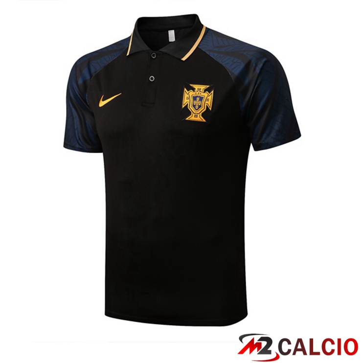 Maglie Calcio Personalizzate,Tute Calcio Squadre,Maglia Nazionale Italiana Calcio | Maglia Polo Portogallo Uomo Nero 2022/2023