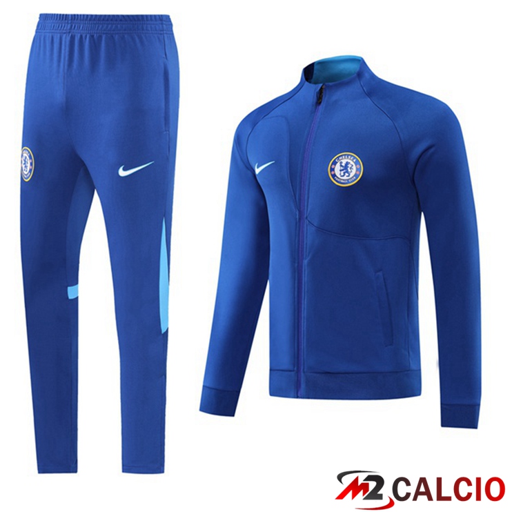 Maglie Calcio Personalizzate,Tute Calcio Squadre,Maglia Nazionale Italiana Calcio | Insieme Tuta Calcio - Giacca FC Chelsea Blu 2022/2023