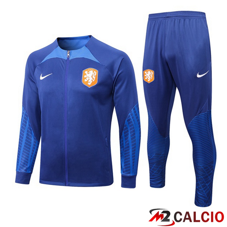 Maglie Calcio Personalizzate,Tute Calcio Squadre,Maglia Nazionale Italiana Calcio | Insieme Tuta Calcio - Giacca Paesi Bassi Blu 2022/2023