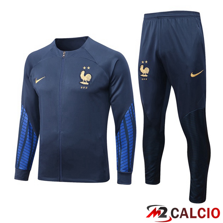 Maglie Calcio Personalizzate,Tute Calcio Squadre,Maglia Nazionale Italiana Calcio | Insieme Tuta Calcio - Giacca Francia Blu Royal 2022/2023