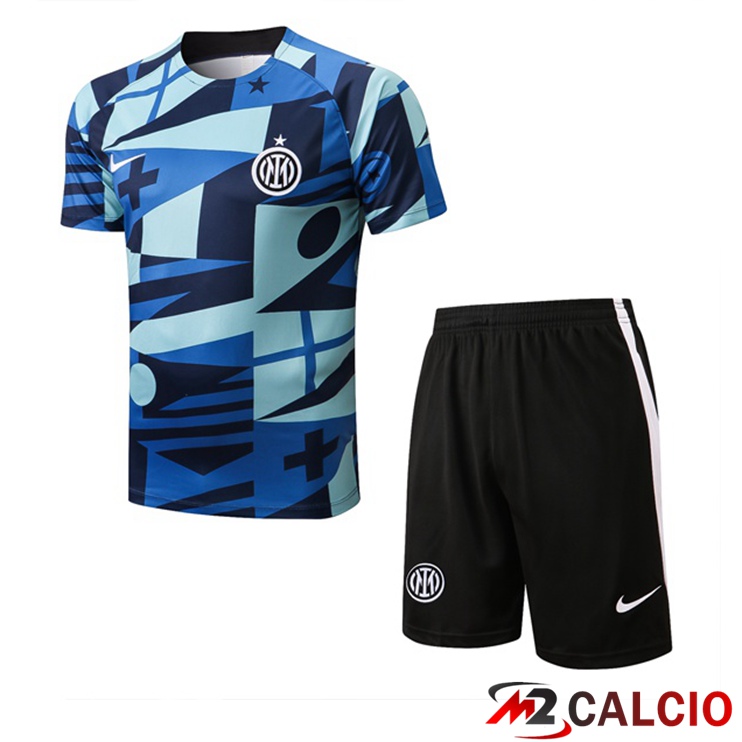 Maglie Calcio Personalizzate,Tute Calcio Squadre,Maglia Nazionale Italiana Calcio | T Shirt Allenamento Inter Milan + Shorts Blu 2022/2023