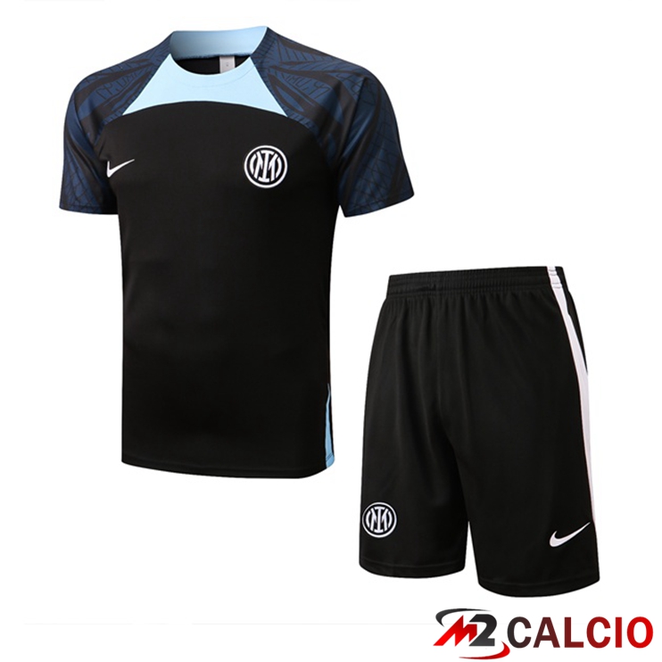 Maglie Calcio Personalizzate,Tute Calcio Squadre,Maglia Nazionale Italiana Calcio | T Shirt Allenamento Inter Milan + Shorts Nero 2022/2023