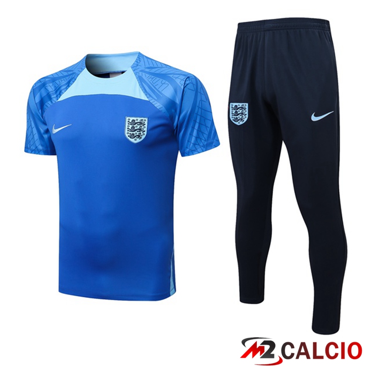 Maglie Calcio Personalizzate,Tute Calcio Squadre,Maglia Nazionale Italiana Calcio | T Shirt Allenamento Inghilterra + Pantaloni Blu 2022/2023