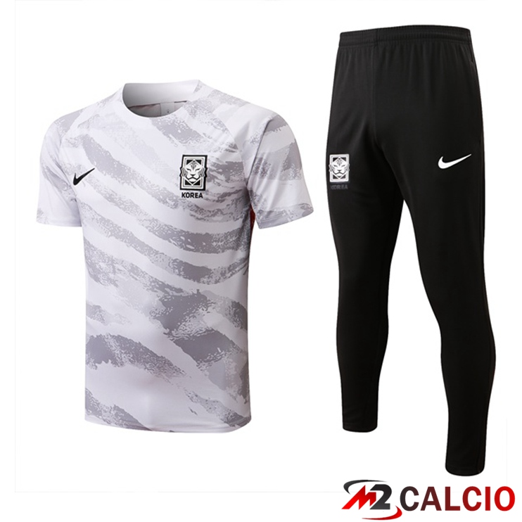 Maglie Calcio Personalizzate,Tute Calcio Squadre,Maglia Nazionale Italiana Calcio | T Shirt Allenamento Corea + Pantaloni Bianco 2022/2023