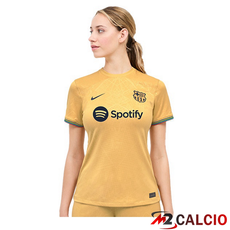 Maglie Calcio Personalizzate,Tute Calcio Squadre,Maglia Nazionale Italiana Calcio | Maglie Calcio FC Barcellona Donna Seconda Giallo 2022/2023