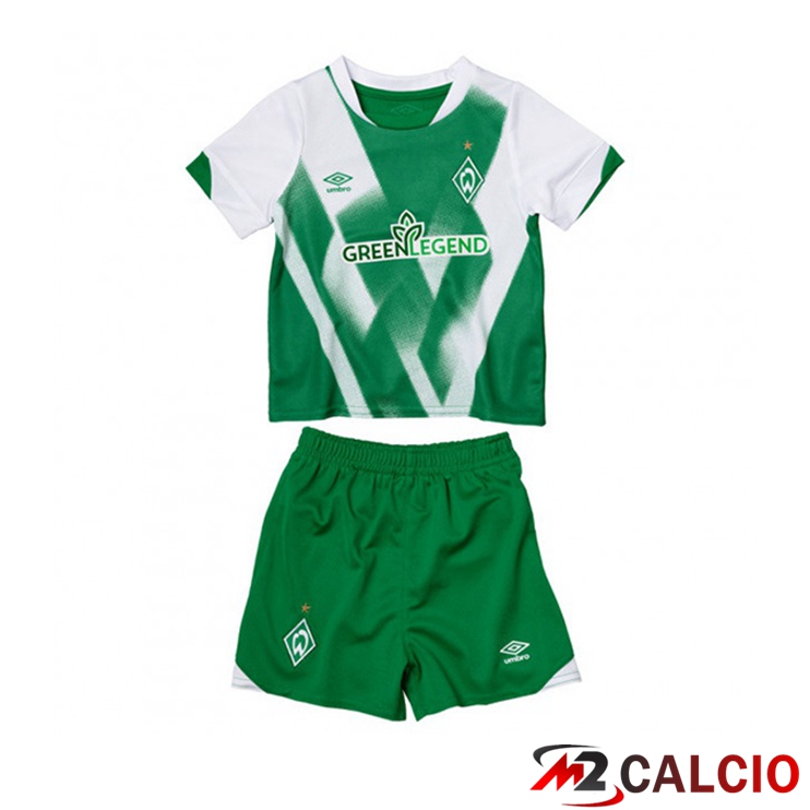 Maglie Calcio Personalizzate,Tute Calcio Squadre,Maglia Nazionale Italiana Calcio | Maglie Calcio SV Werder Bremen Bambino Prima Verde Bianco 2022/2023