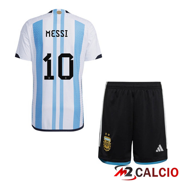 Maglie Calcio Personalizzate,Tute Calcio Squadre,Maglia Nazionale Italiana Calcio | Maglie Calcio Argentina (MESSI 10) Bambino Prima Blu Bianco Coppa Del Mondo 2022