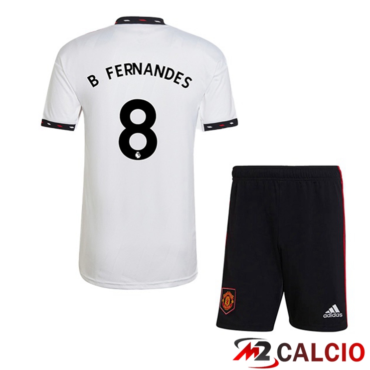 Maglie Calcio Personalizzate,Tute Calcio Squadre,Maglia Nazionale Italiana Calcio | Maglie Calcio Manchester United (B. FERNANDES 8) Bambino Seconda Bianco 2022/2023