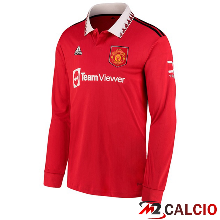 Maglie Calcio Personalizzate,Tute Calcio Squadre,Maglia Nazionale Italiana Calcio | Maglie Calcio Manchester United Prima Manica Lunga Rosso 2022/2023