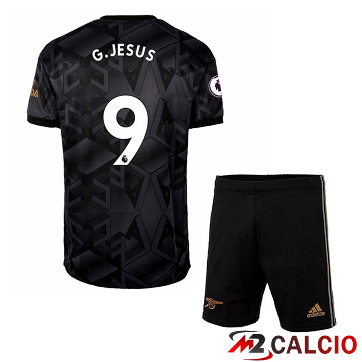 Maglie Calcio Personalizzate,Tute Calcio Squadre,Maglia Nazionale Italiana Calcio | Maglie Calcio Arsenal (G.JESUS 9) Bambino Seconda Nero 2022/2023