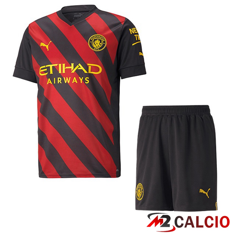 Maglie Calcio Personalizzate,Tute Calcio Squadre,Maglia Nazionale Italiana Calcio | Maglie Calcio Manchester City Bambino Seconda Rosso Nero 2022/2023