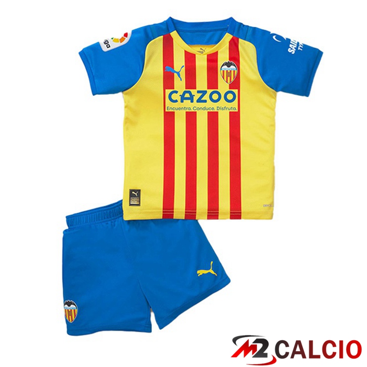 Maglie Calcio Personalizzate,Tute Calcio Squadre,Maglia Nazionale Italiana Calcio | Maglie Calcio Valencia CF Bambino Terza Giallo 2022/2023