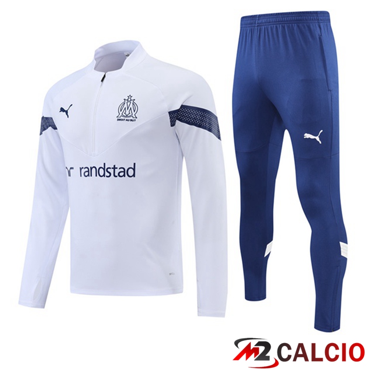 Maglie Calcio Personalizzate,Tute Calcio Squadre,Maglia Nazionale Italiana Calcio | Insieme Tuta Calcio Marsiglia OM Bianco 2022/2023