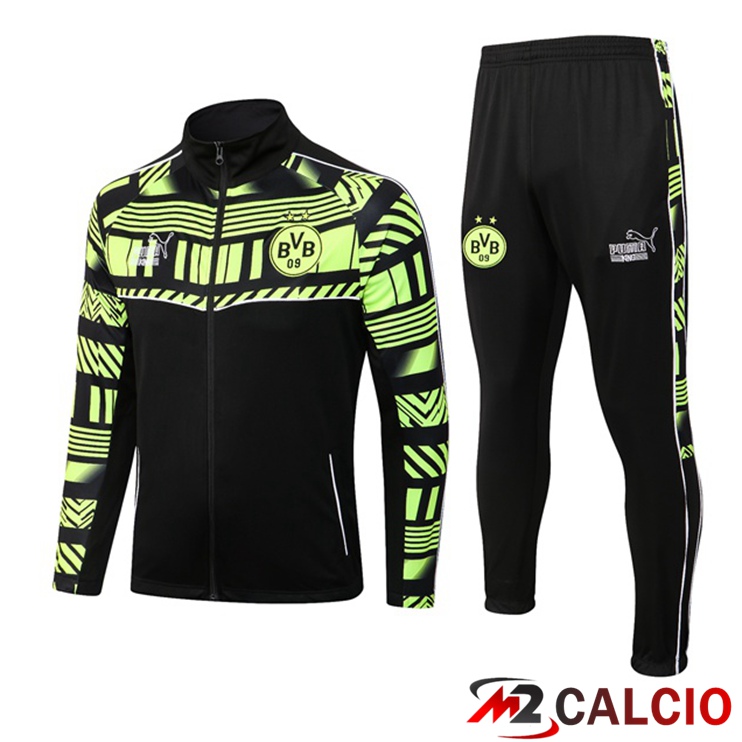 Maglie Calcio Personalizzate,Tute Calcio Squadre,Maglia Nazionale Italiana Calcio | Insieme Tuta Calcio - Giacca Dortmund BVB Nero Verde 2022/2023