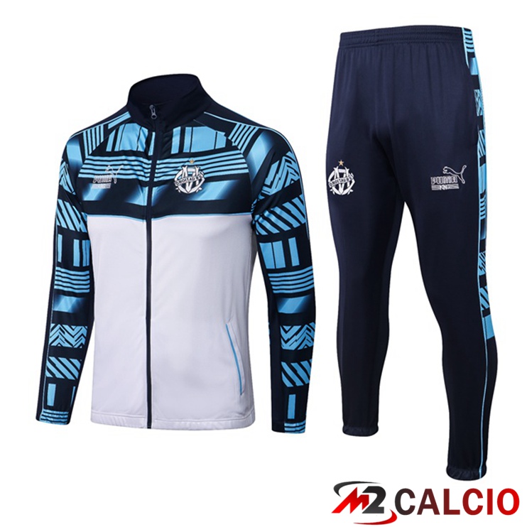 Maglie Calcio Personalizzate,Tute Calcio Squadre,Maglia Nazionale Italiana Calcio | Insieme Tuta Calcio - Giacca Marsiglia OM Bianco Blu 2022/2023