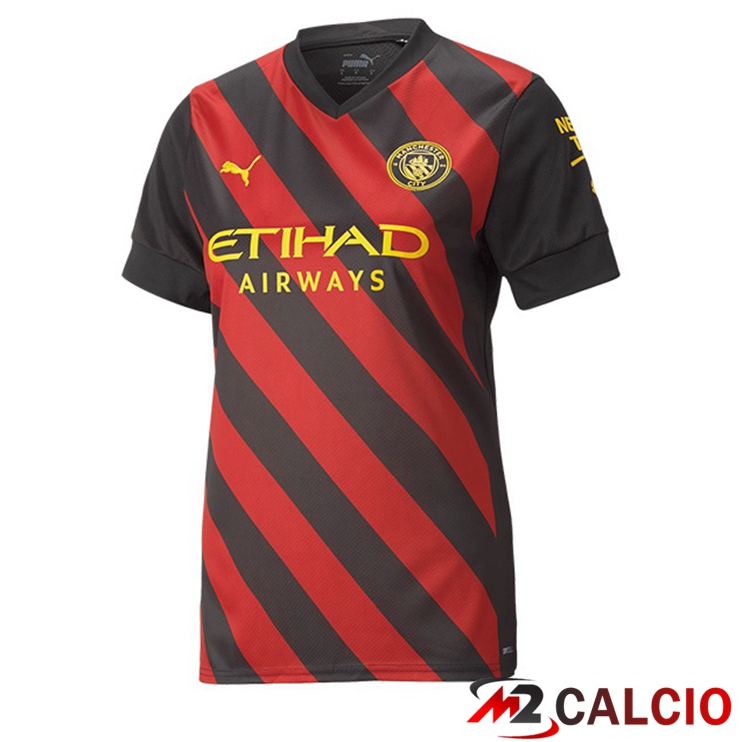 Maglie Calcio Personalizzate,Tute Calcio Squadre,Maglia Nazionale Italiana Calcio | Maglie Calcio Manchester City Donna Seconda Rosso Nero 2022/2023