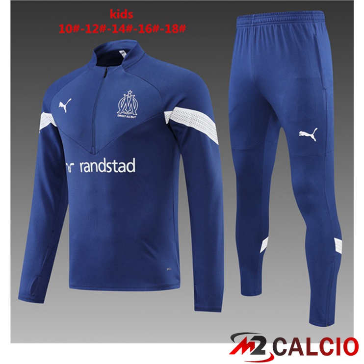 Maglie Calcio Personalizzate,Tute Calcio Squadre,Maglia Nazionale Italiana Calcio | Insieme Tuta Calcio Marsiglia OM Bambino Blu Reale 2022/2023