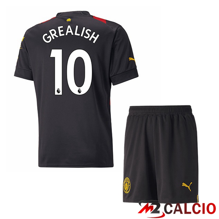 Maglie Calcio Personalizzate,Tute Calcio Squadre,Maglia Nazionale Italiana Calcio | Maglie Calcio Manchester City (Jack Grealish 10) Bambino Seconda Rosso Nero 2022/2023