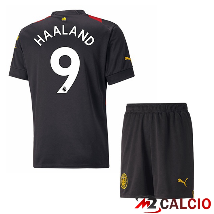 Maglie Calcio Personalizzate,Tute Calcio Squadre,Maglia Nazionale Italiana Calcio | Maglie Calcio Manchester City (Erling Haaland 9) Bambino Seconda Rosso Nero 2022/2023