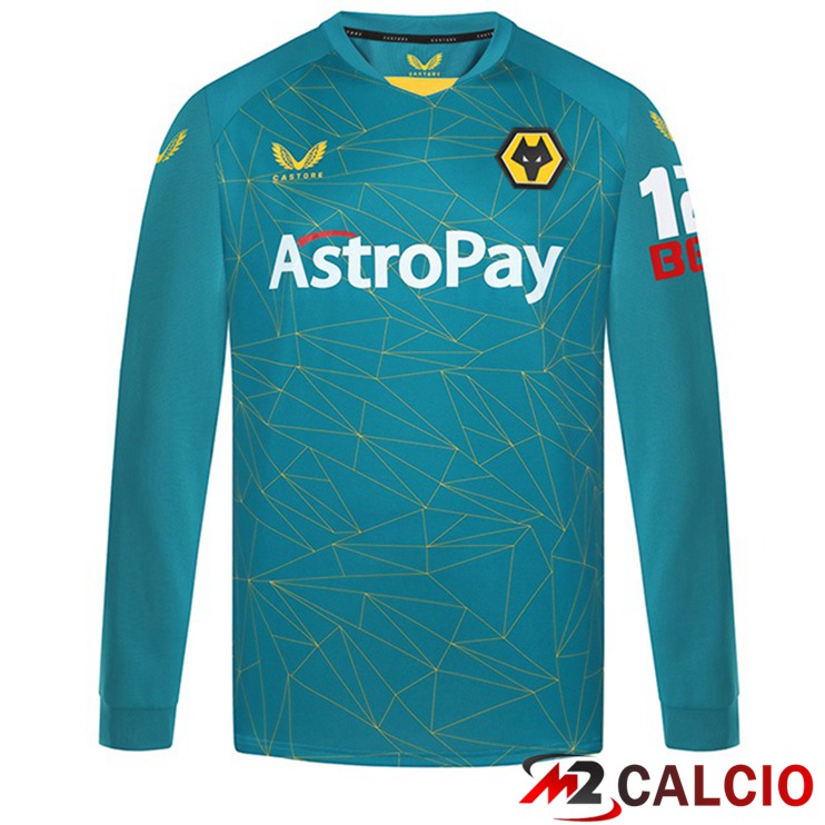 Maglie Calcio Personalizzate,Tute Calcio Squadre,Maglia Nazionale Italiana Calcio | Maglie Calcio Wolves Seconda Manica Lunga Blu 2022/2023