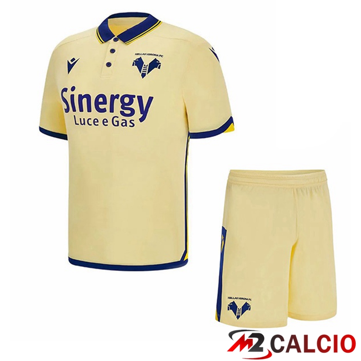 Maglie Calcio Personalizzate,Tute Calcio Squadre,Maglia Nazionale Italiana Calcio | Maglie Calcio Hellas Verone Bambino Seconda Giallo 2022/2023