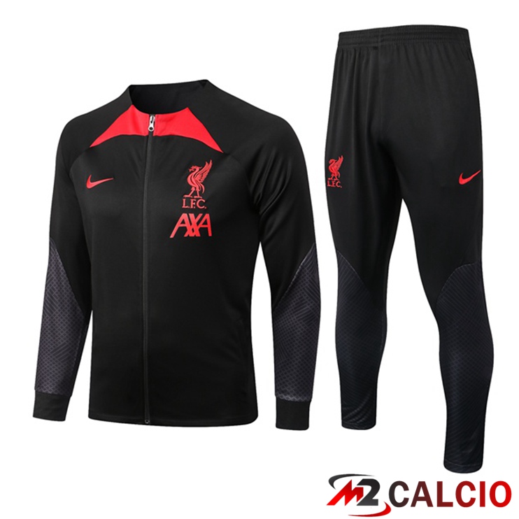 Maglie Calcio Personalizzate,Tute Calcio Squadre,Maglia Nazionale Italiana Calcio | Insieme Tuta Calcio - Giacca FC Liverpool Nero 2022/2023