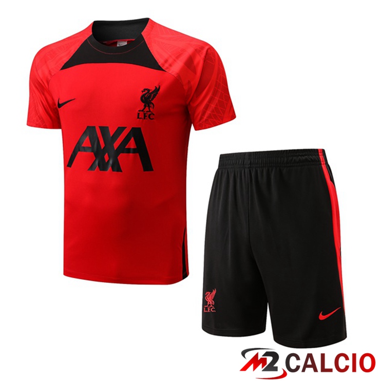 Maglie Calcio Personalizzate,Tute Calcio Squadre,Maglia Nazionale Italiana Calcio | T Shirt Allenamento FC Liverpool + Pantaloncini Rosso 2022/2023
