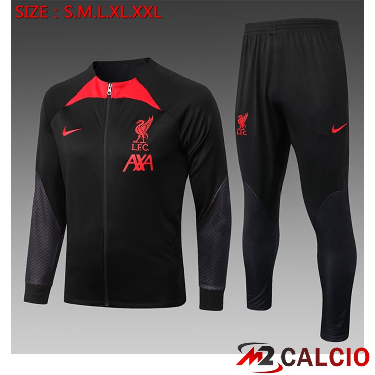 Maglie Calcio Personalizzate,Tute Calcio Squadre,Maglia Nazionale Italiana Calcio | Insieme Tuta Calcio - Giacca FC Liverpool Bambino Nero 2022/2023