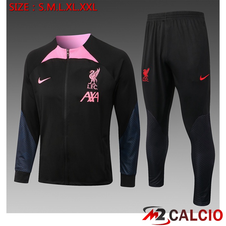Maglie Calcio Personalizzate,Tute Calcio Squadre,Maglia Nazionale Italiana Calcio | Insieme Tuta Calcio - Giacca FC Liverpool Bambino Nero 2022/2023