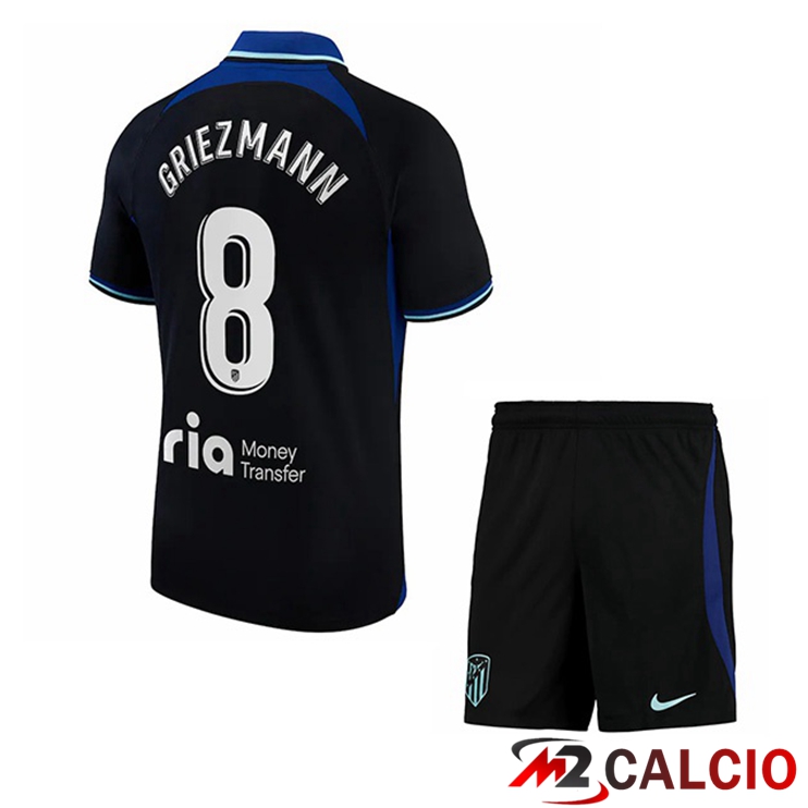 Maglie Calcio Personalizzate,Tute Calcio Squadre,Maglia Nazionale Italiana Calcio | Maglie Calcio Atletico Madrid (Griezmann 8) Bambino Seconda Nero 2022/2023