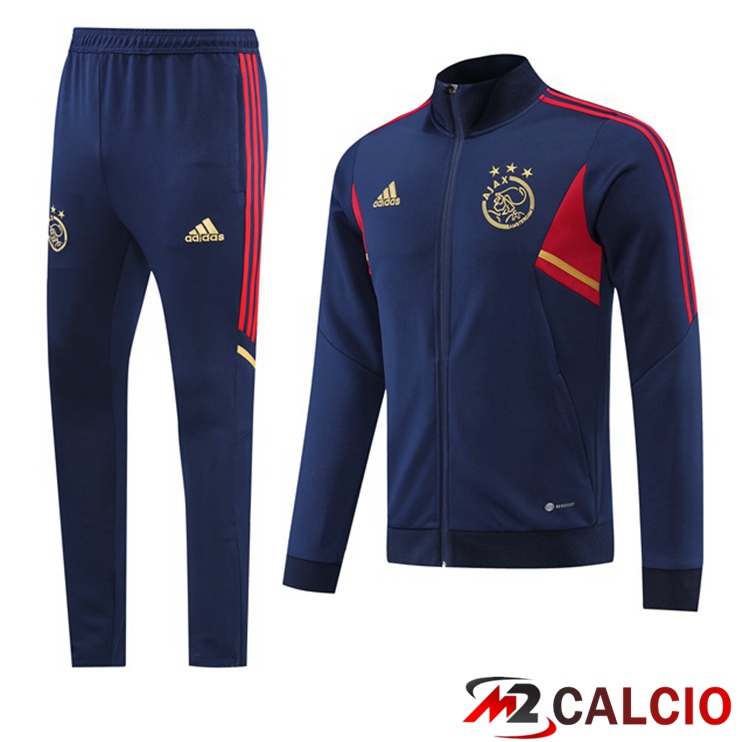 Maglie Calcio Personalizzate,Tute Calcio Squadre,Maglia Nazionale Italiana Calcio | Insieme Tuta Calcio - Giacca Afc Ajax Blu 2022/2023