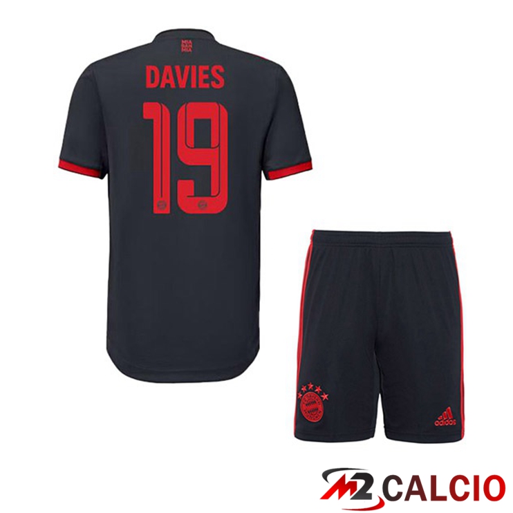 Maglie Calcio Personalizzate,Tute Calcio Squadre,Maglia Nazionale Italiana Calcio | Maglie Calcio Bayern Monaco (Davies 19) Bambino Terza Nero 2022/2023