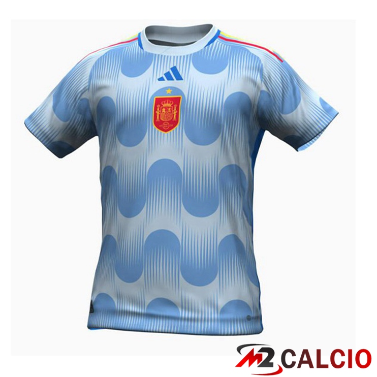 Maglie Calcio Personalizzate,Tute Calcio Squadre,Maglia Nazionale Italiana Calcio | Maglie Calcio Spagna Seconda Blu Bianco Coppa Del Mondo Versione Trapelata 2022