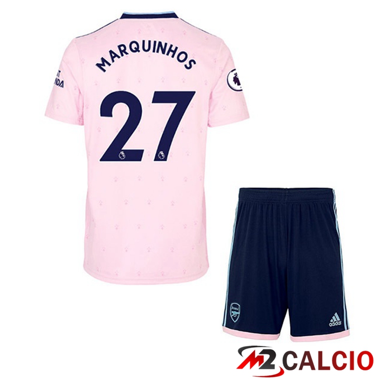 Maglie Calcio Personalizzate,Tute Calcio Squadre,Maglia Nazionale Italiana Calcio | Maglie Calcio Arsenal (MARQUINHOS 27) Bambino Seconda Rosa 2022/2023