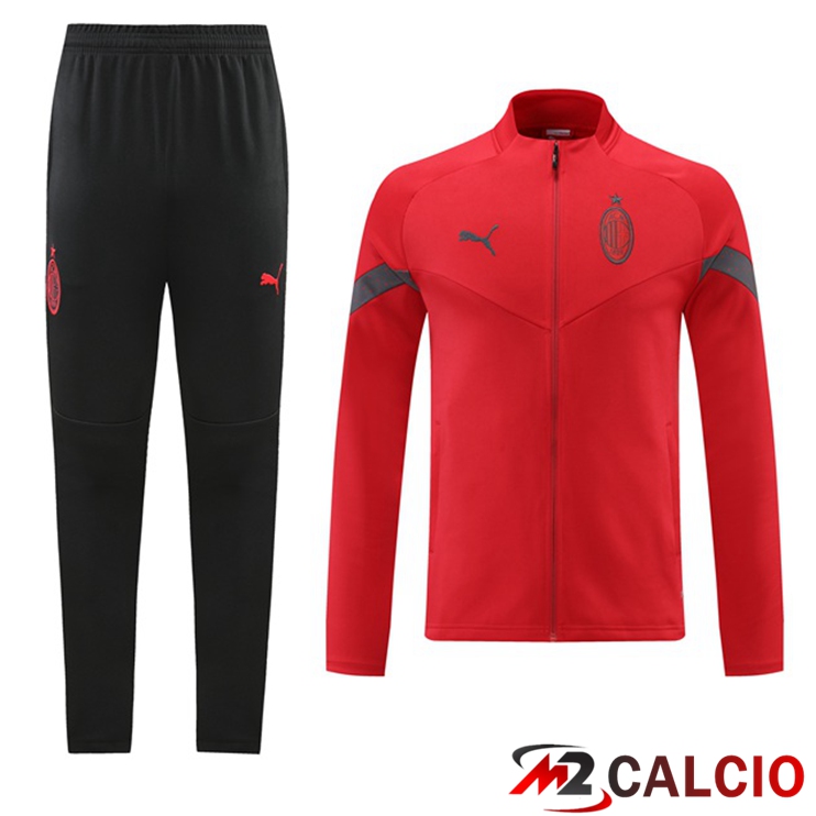 Maglie Calcio Personalizzate,Tute Calcio Squadre,Maglia Nazionale Italiana Calcio | Insieme Tuta Calcio - Giacca AC Milan Rosso 2022/2023
