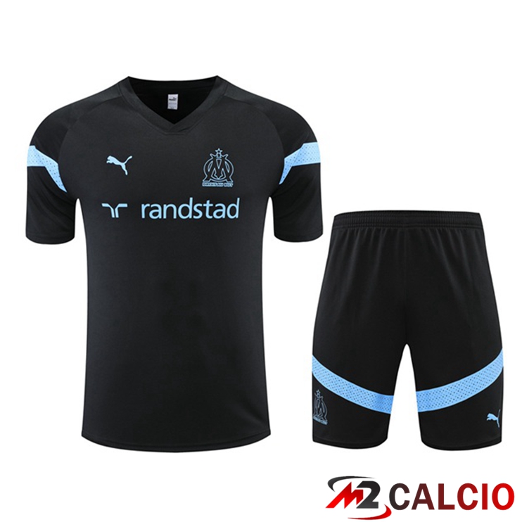 Maglie Calcio Personalizzate,Tute Calcio Squadre,Maglia Nazionale Italiana Calcio | T Shirt Allenamento Marsiglia OM + Pantaloncini Nero 2022/2023