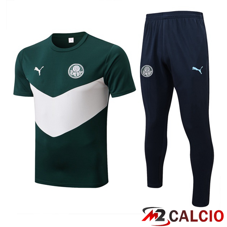 Maglie Calcio Personalizzate,Tute Calcio Squadre,Maglia Nazionale Italiana Calcio | T Shirt Allenamento Palmeiras + Pantaloni Verde Bianco 2022/2023