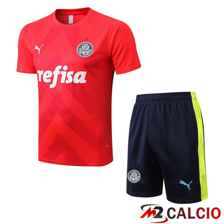 Maglie Calcio Personalizzate,Tute Calcio Squadre,Maglia Nazionale Italiana Calcio | T Shirt Allenamento Palmeiras + Pantaloncini Rosso 2022/2023