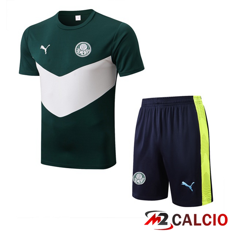 Maglie Calcio Personalizzate,Tute Calcio Squadre,Maglia Nazionale Italiana Calcio | T Shirt Allenamento Palmeiras + Pantaloncini Verde Bianco 2022/2023