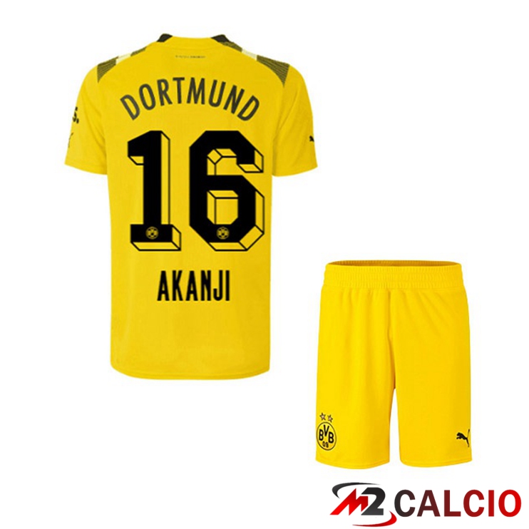 Maglie Calcio Personalizzate,Tute Calcio Squadre,Maglia Nazionale Italiana Calcio | Maglie Calcio Dortmund BVB (Akanji 16) Bambino cup Giallo 2022/2023