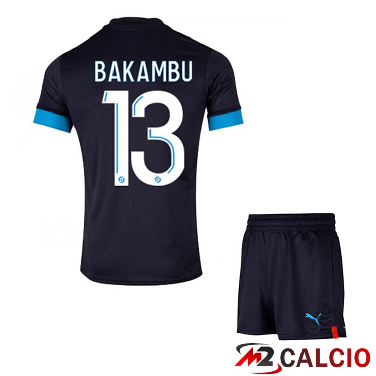Maglie Calcio Personalizzate,Tute Calcio Squadre,Maglia Nazionale Italiana Calcio | Maglie Calcio Marsiglia OM (BAKAMBU 13) Bambino Seconda Nero 2022/2023