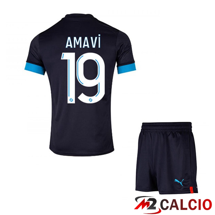 Maglie Calcio Personalizzate,Tute Calcio Squadre,Maglia Nazionale Italiana Calcio | Maglie Calcio Marsiglia OM (AMAVI 19) Bambino Seconda Nero 2022/2023