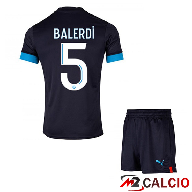 Maglie Calcio Personalizzate,Tute Calcio Squadre,Maglia Nazionale Italiana Calcio | Maglie Calcio Marsiglia OM (BALERDI 5) Bambino Seconda Nero 2022/2023