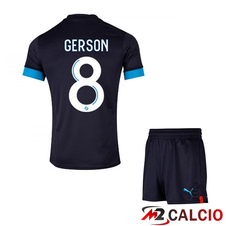 Maglie Calcio Personalizzate,Tute Calcio Squadre,Maglia Nazionale Italiana Calcio | Maglie Calcio Marsiglia OM (GERSON 8) Bambino Seconda Nero 2022/2023