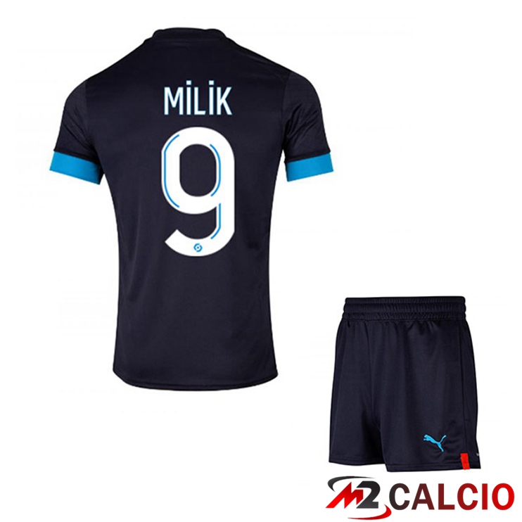 Maglie Calcio Personalizzate,Tute Calcio Squadre,Maglia Nazionale Italiana Calcio | Maglie Calcio Marsiglia OM (MILIK 9) Bambino Seconda Nero 2022/2023